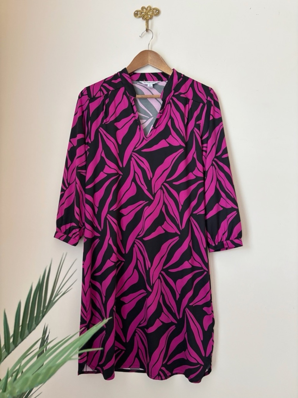 La Mer Luxe Purple Abstract Print Shift Dress Small Resortwear
